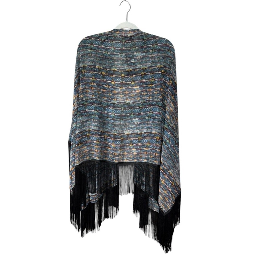 Bohemian Fringe Poncho Festival Kimono Size‎ Large coachella Western Hippie - Picture 4 of 7